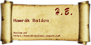 Hamrák Balázs névjegykártya